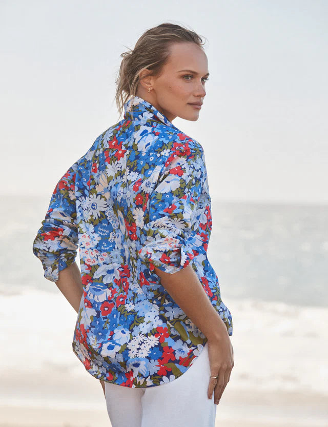 Frank &amp; Eileen Blue And Red Floral Button-Up