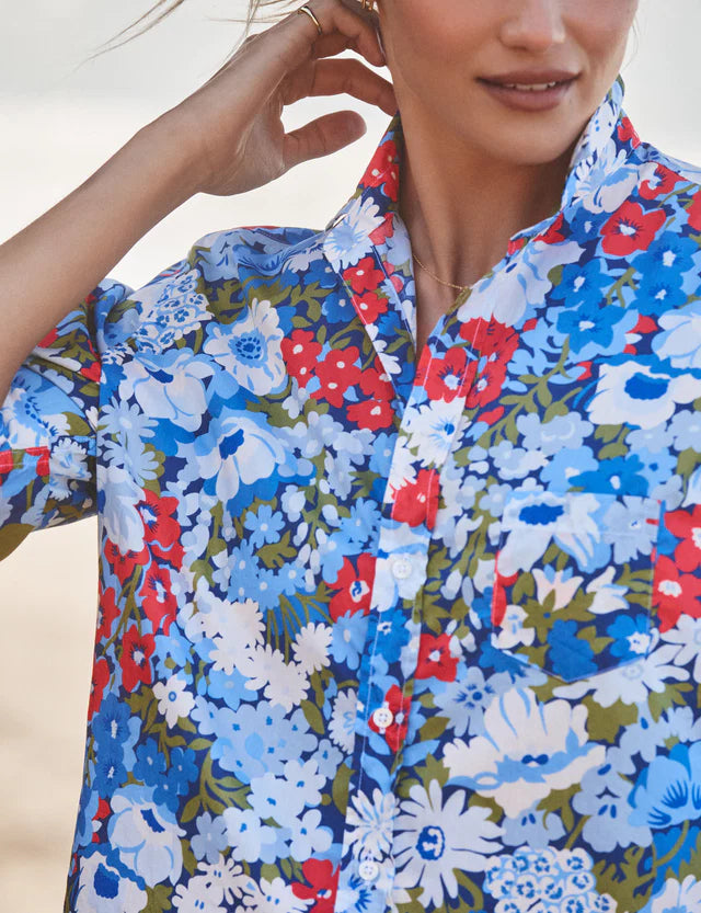 Frank &amp; Eileen Blue And Red Floral Button-Up