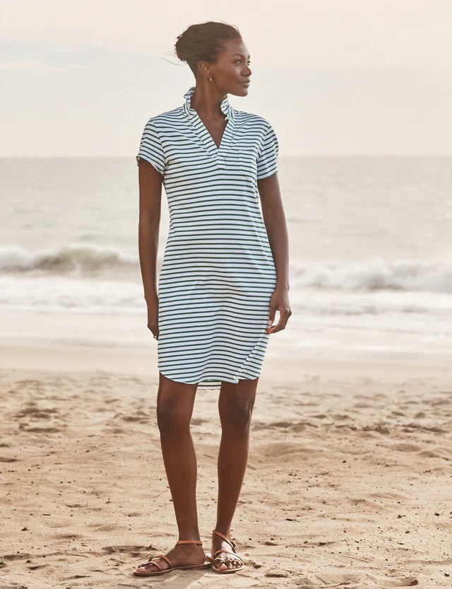 Frank &amp; Eileen Lauren Polo Dress In White French Stripe