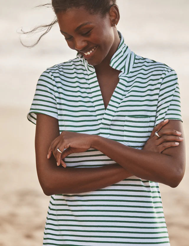 Frank &amp; Eileen Lauren Polo Dress In White French Stripe