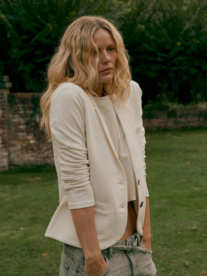 Repeat Tailored French Terry Sweatshirt Blazer In Ivory