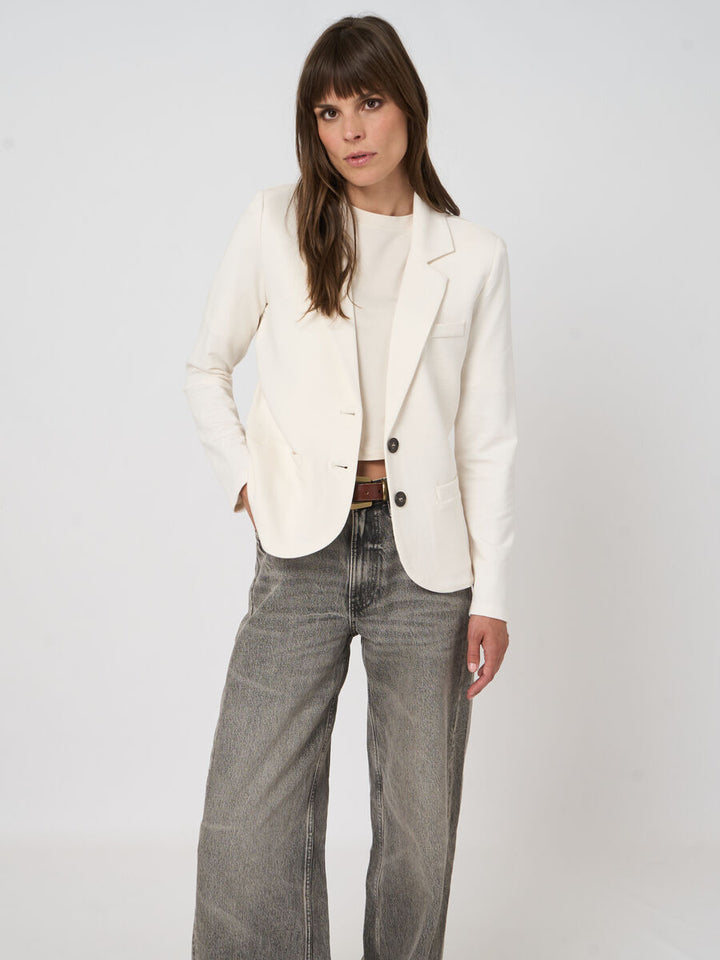 Repeat Tailored French Terry Sweatshirt Blazer In Ivory