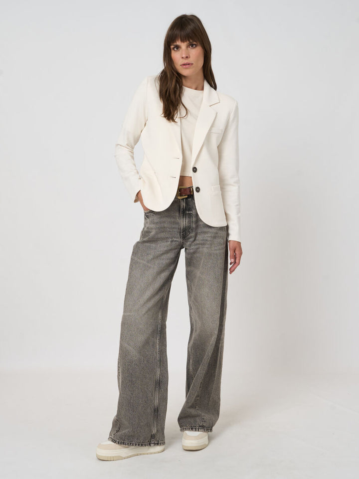 Repeat Tailored French Terry Sweatshirt Blazer In Ivory
