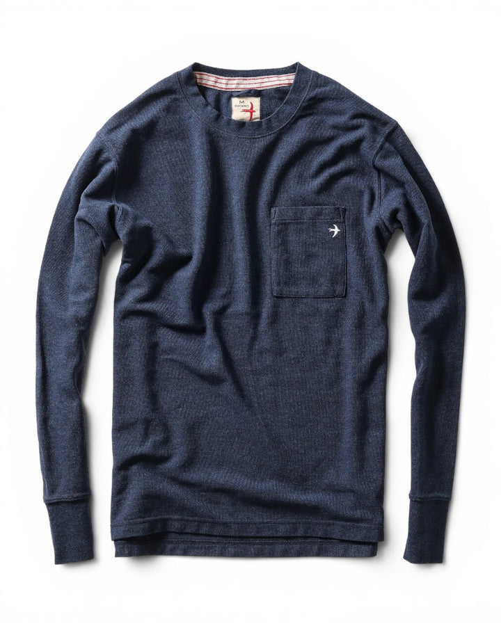 Relwen L/S Vintage Pique Crew In Navy