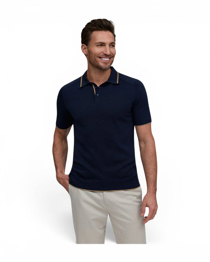 Raffi Liv Trim Collar Polo In Navy
