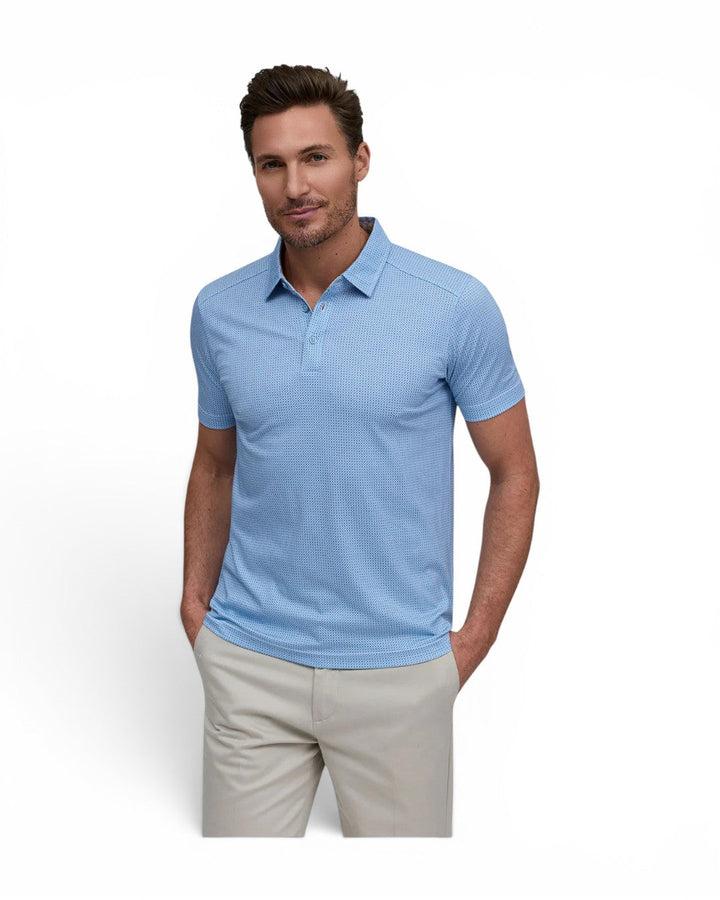 Raffi Lennon Geo Print Polo In Water