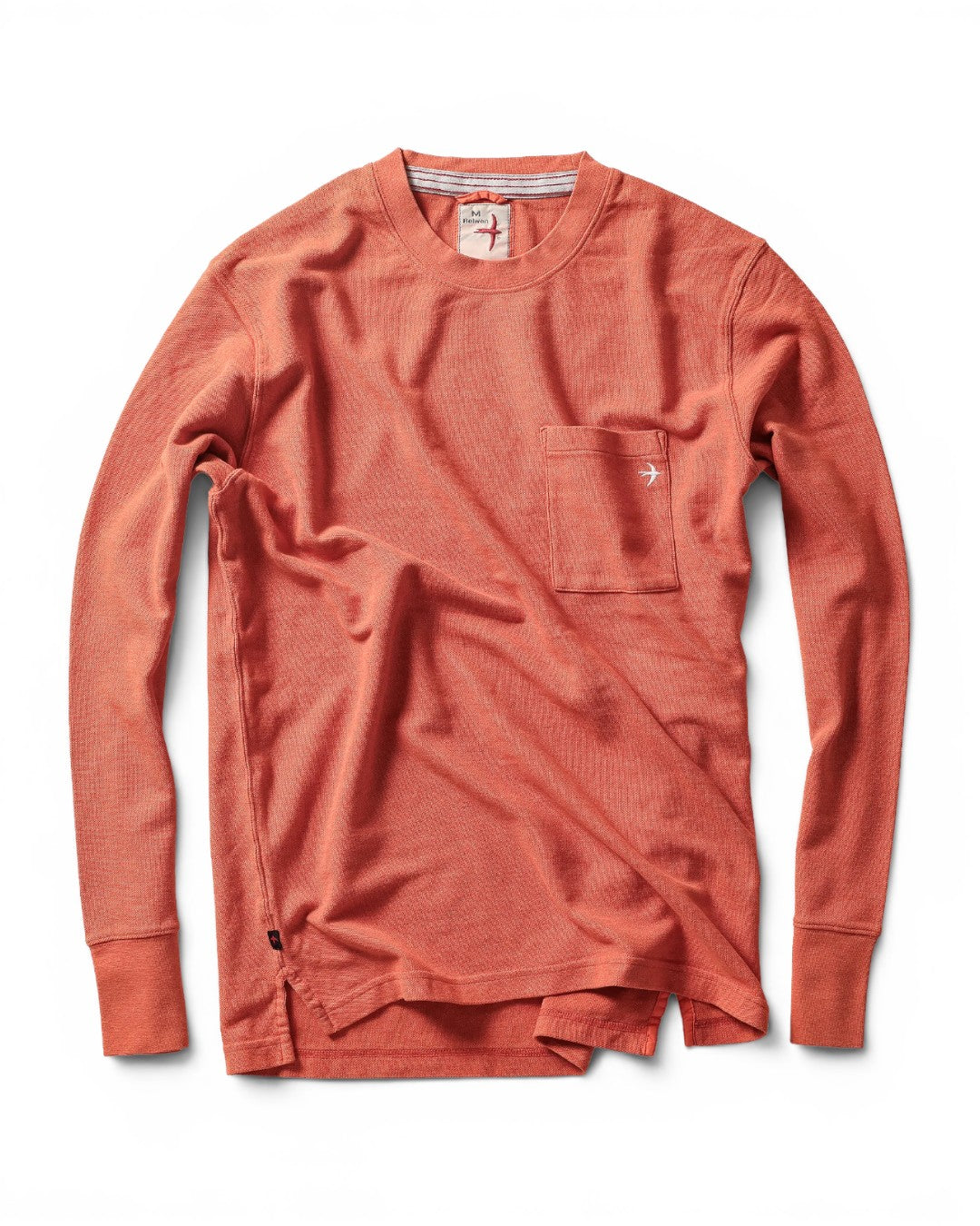 Relwen L/S Vintage Pique Crew In Orange Fade