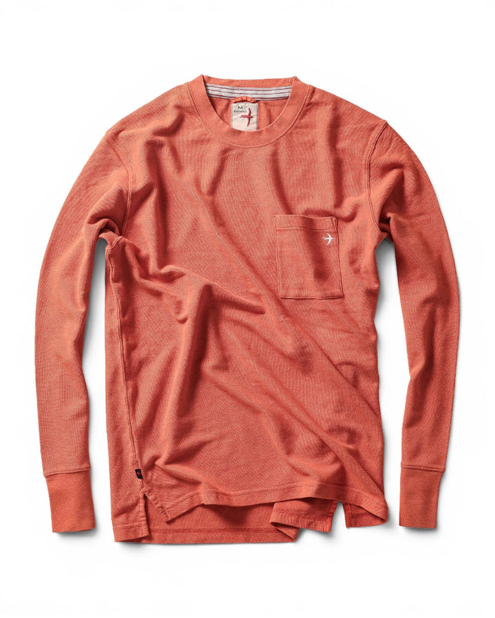 Relwen L/S Vintage Pique Crew In Orange Fade