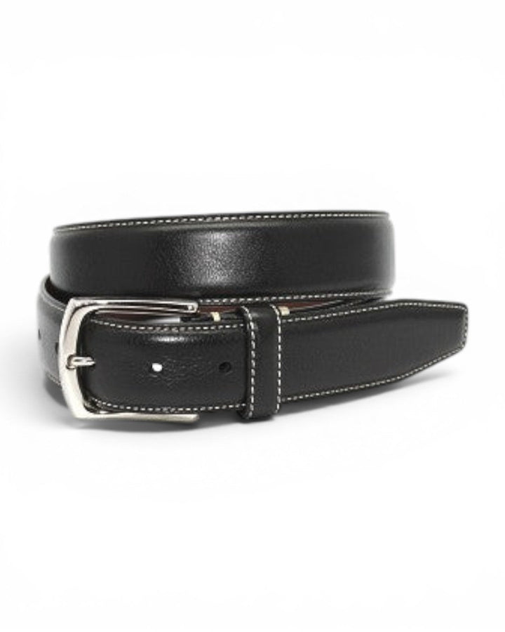 Torino Burnished Tumbled Leather Belt Black