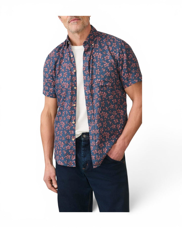 Faherty Short-Sleeve Breeze Shirt - Berry Navy Floral