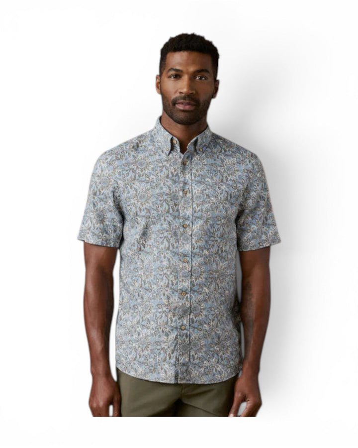 Faherty Short-Sleeve Breeze Shirt - Teal Island Floral