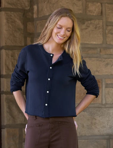 Frank &amp; Eileen Jackie Sweatshirt Cardigan in Classic Navy