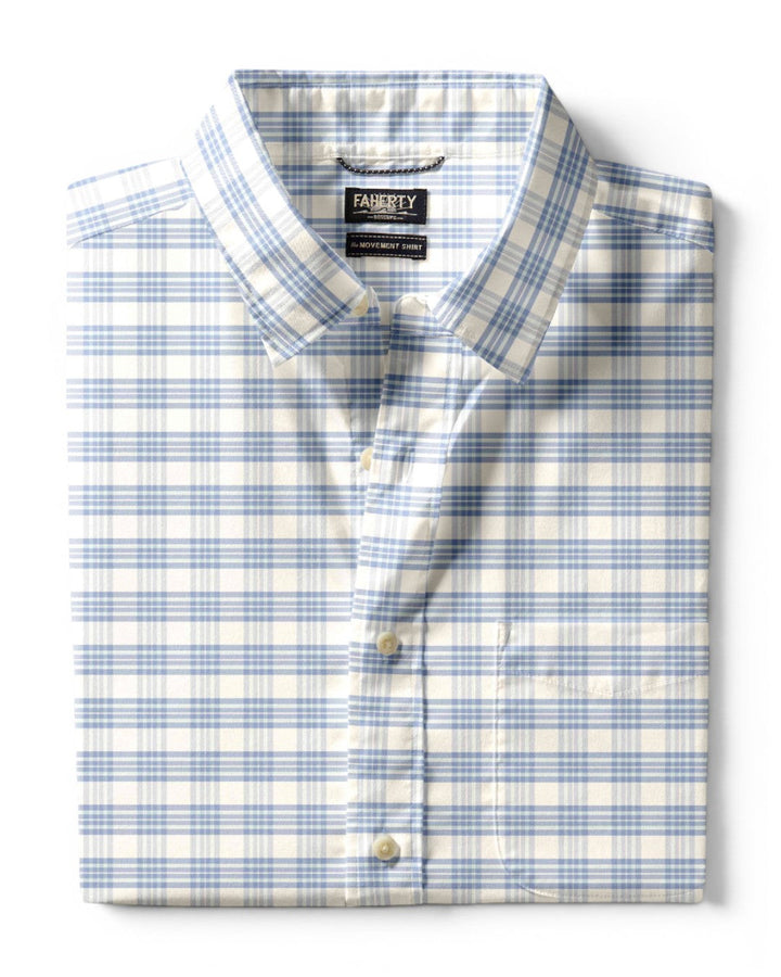 Faherty Movement Monterey Shirt In Ocean White Plaid