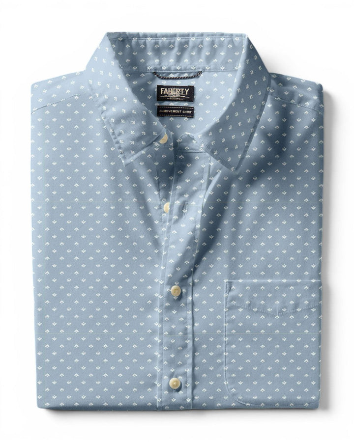 Faherty Ss Monterey Movement Shirt In Teal Shell Beach