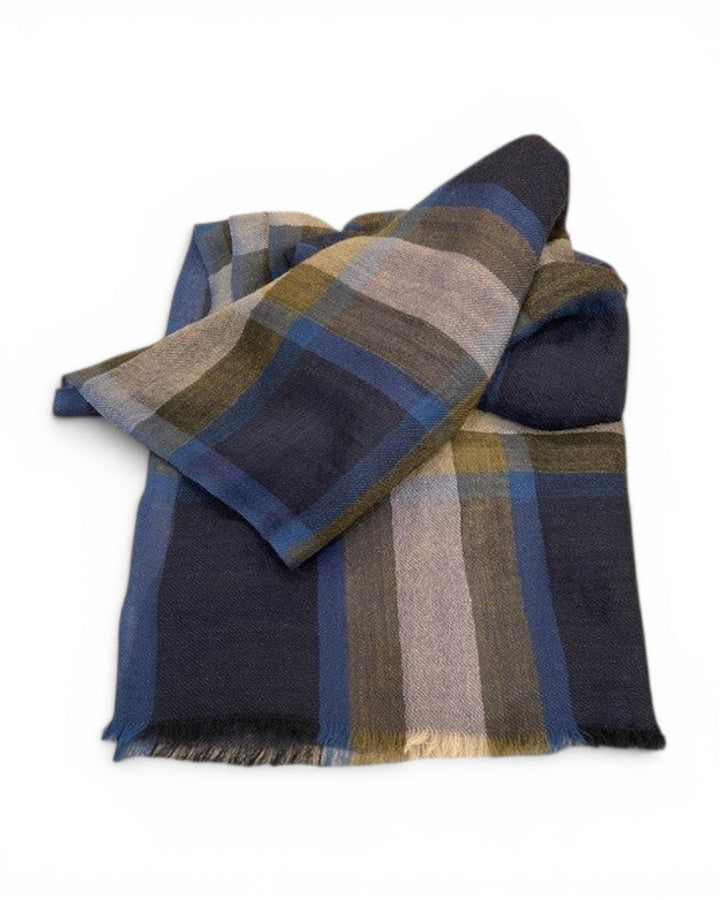 Hartford Woven Scarf In Brown/Navy