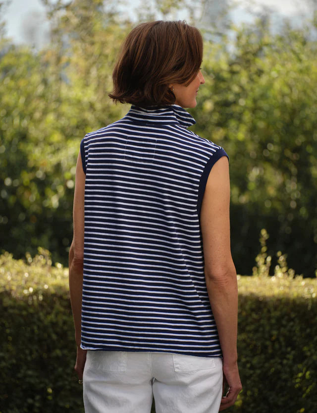 Frank &amp; Eileen Oliva Popover Henley Tank Yacht Stripe