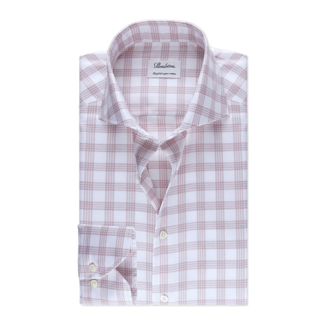 Stenstroms Windowpane Twill Shirt In Pink