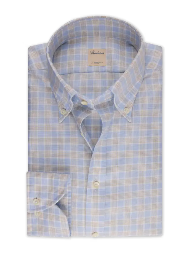 Stenstroms Light Beige Checked Oxford