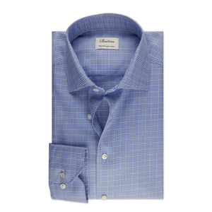 Stenstrom's Checked Twill Shirt in Blue