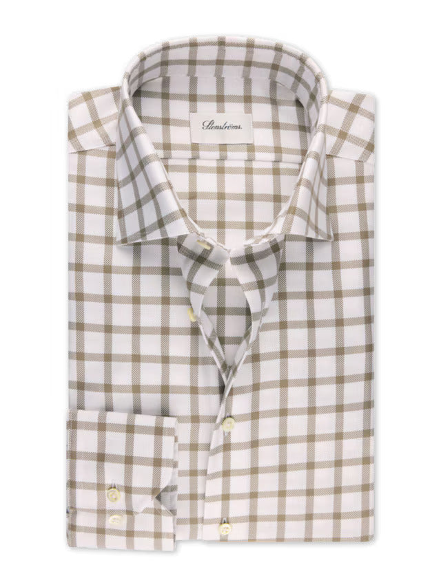 Stenstroms Beige Checked Oxford Shirt