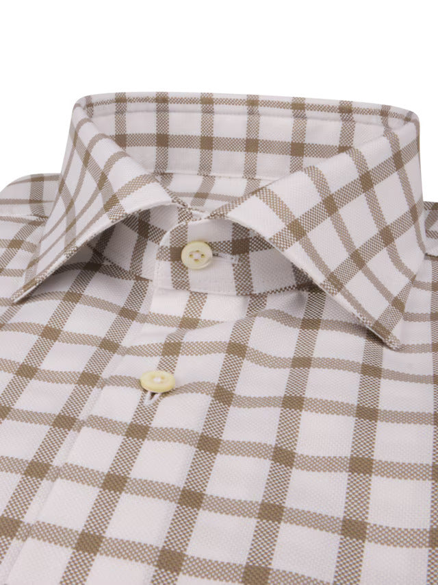 Stenstroms Beige Checked Oxford Shirt