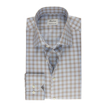 Load image into Gallery viewer, Stenstrom&#39;s Windowpane Twill Shirt in Blue/Tan
