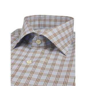 Stenstrom's Windowpane Twill Shirt in Blue/Tan