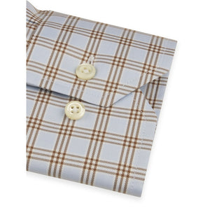 Stenstrom's Windowpane Twill Shirt in Blue/Tan