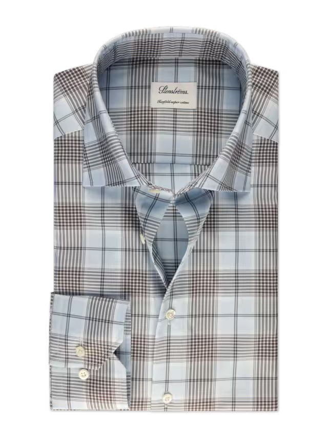 Stenstroms Blue Checked Twill Shirt