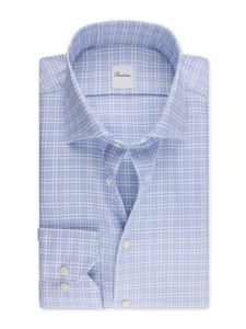 Stenstroms Dark Blue Checked Twill Shirt