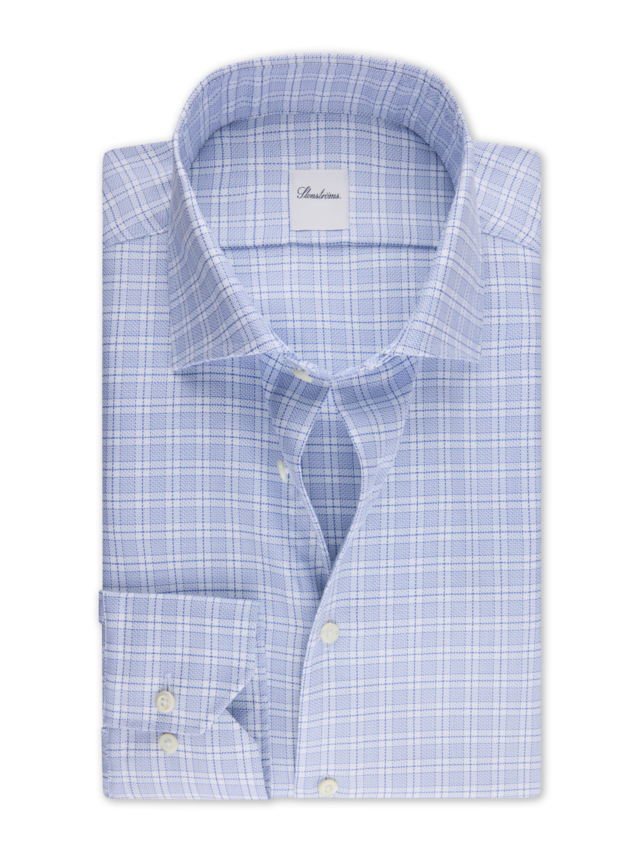 Stenstroms Dark Blue Checked Twill Shirt