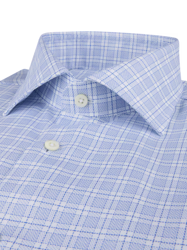 Stenstroms Dark Blue Checked Twill Shirt