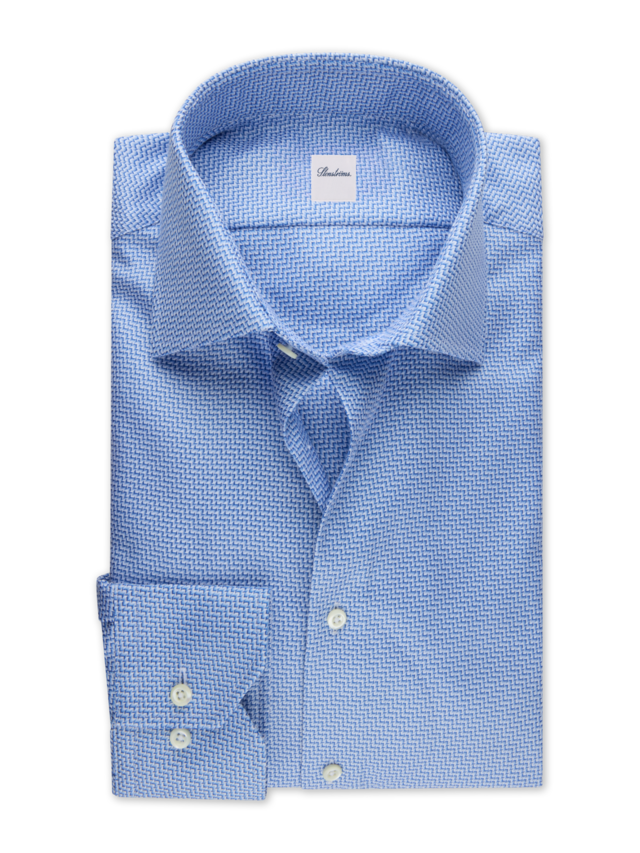 Stenstroms Blue Patterned Twill Shirt