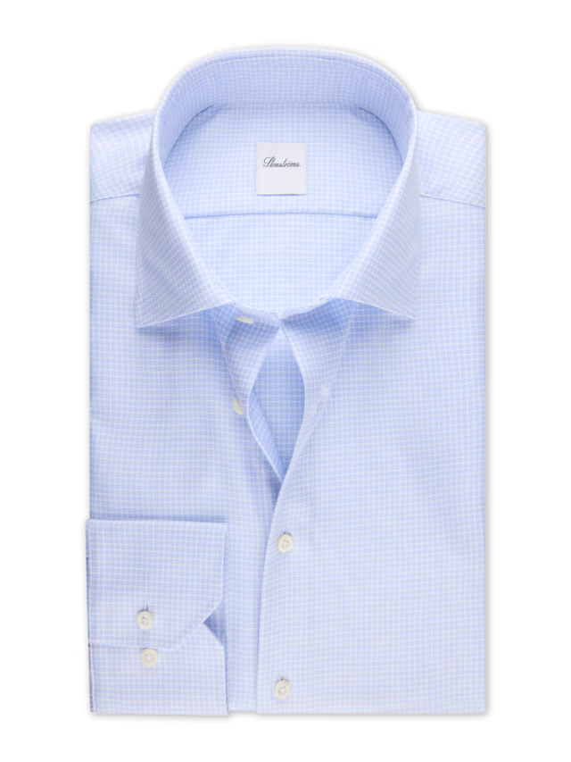 Stenstroms Light Blue Checked Twill Shirt