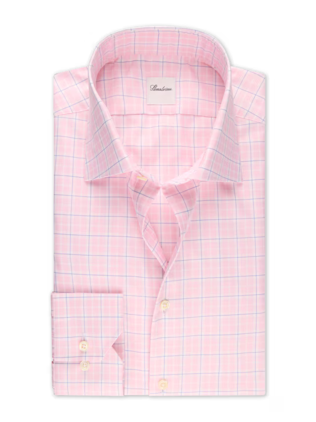 Stenstroms Light Pink Checked Twill Shirt
