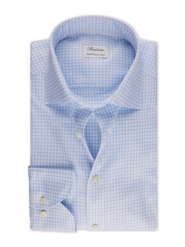 Light Blue Checked Twill Shirt