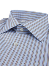 Load image into Gallery viewer, Stenstroms Blue/Beige Striped Twill Shirt
