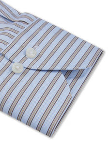 Stenstroms Blue/Beige Striped Twill Shirt