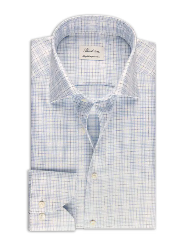 Stenstroms Blue Checked Twill Shirt