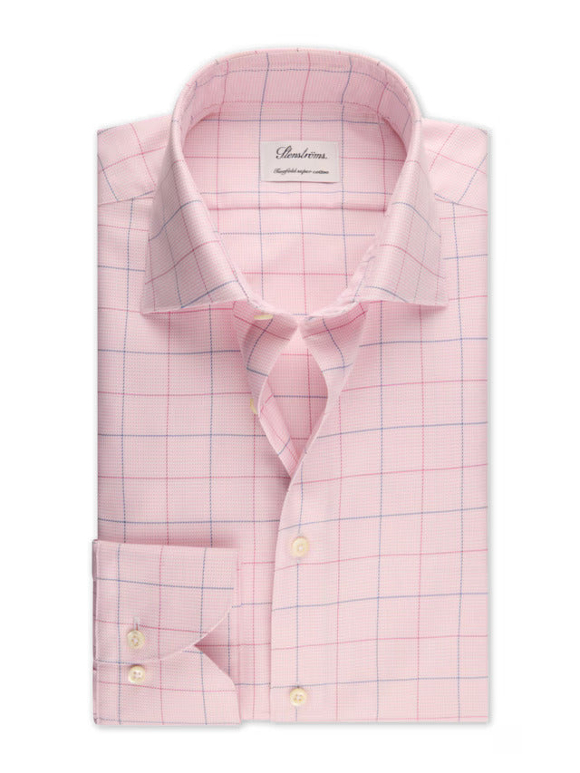Stenstroms Light Pink Checked Twill Shirt