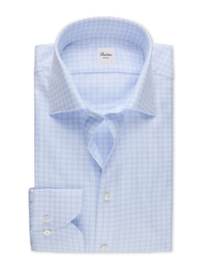 Stenstroms Light Blue Checked Twill Shirt