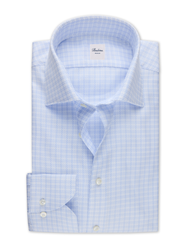 Stenstroms Light Blue Checked Twill Shirt