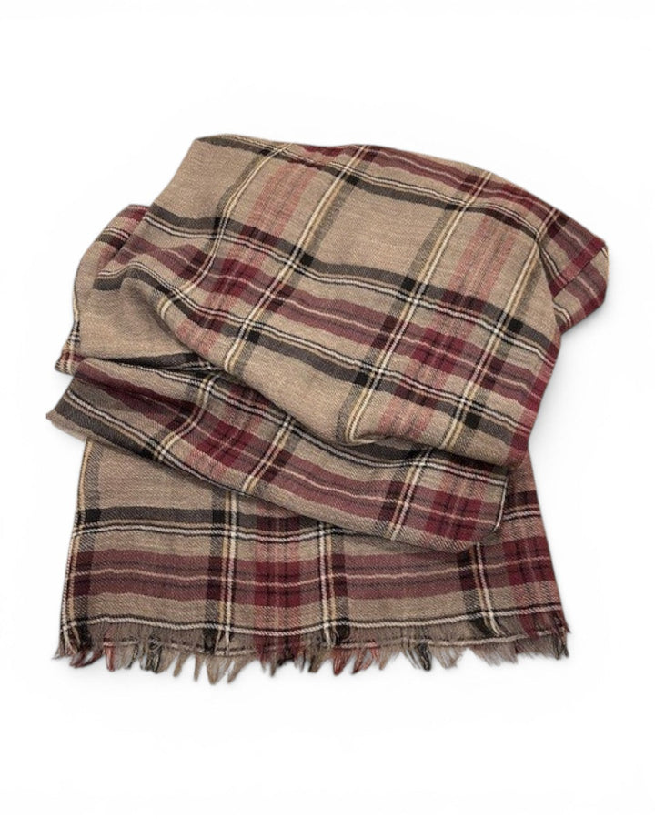 Hartford Woven Scarf In Grey/Maroon