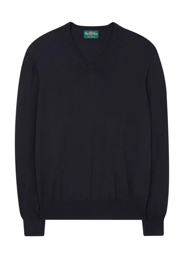 Alan Paine Millbrook Vee Neck in Dark Navy