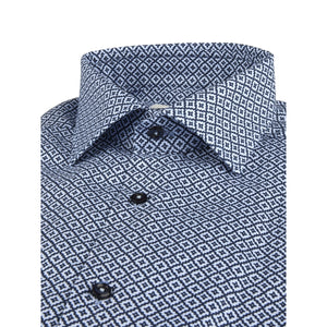 Stenstrom's Patterned Oxford Shirt in Navy Print