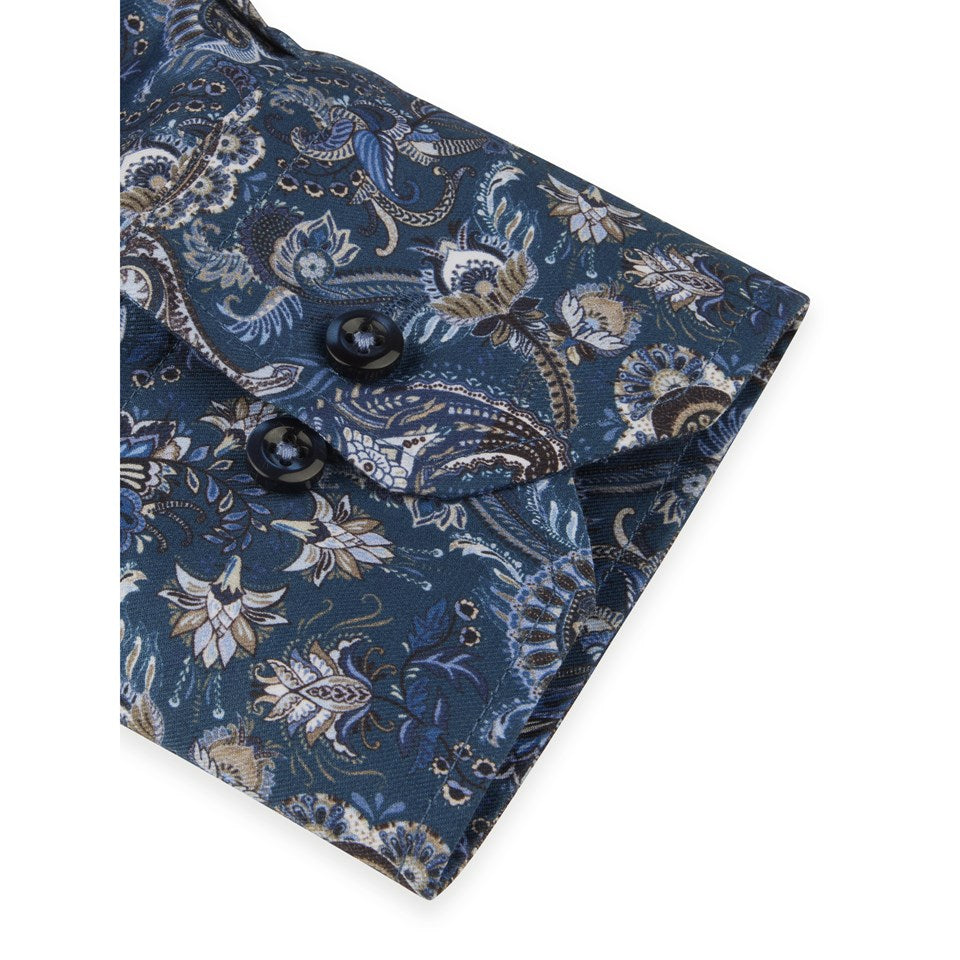 Stenstroms Floral Patterned Twill Shirt In Navy