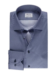 Dark Blue Patterned Twill Shirt