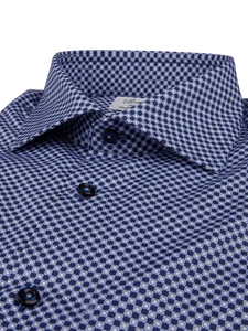 Dark Blue Patterned Twill Shirt