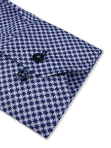 Dark Blue Patterned Twill Shirt