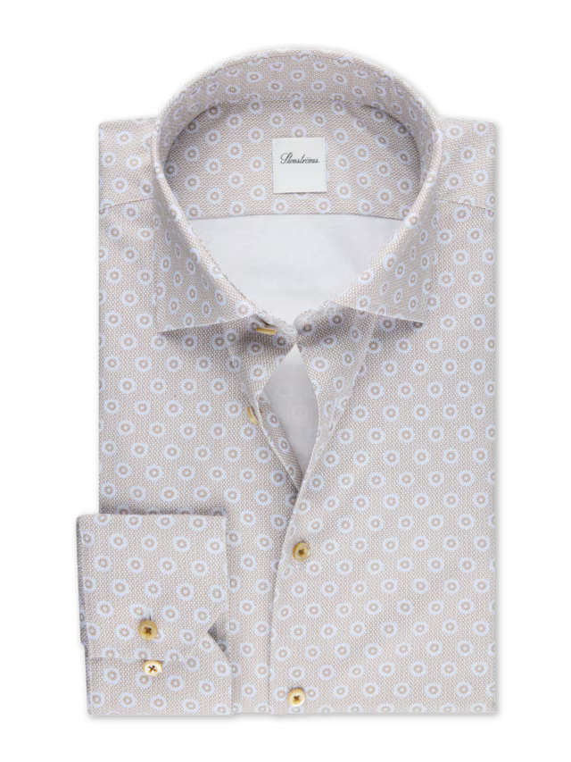 Stenstroms Beige Patterned Twill Shirt